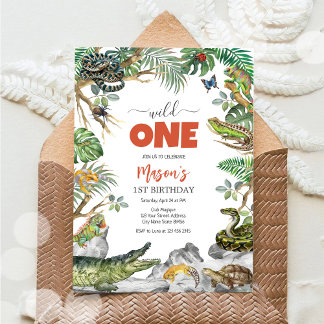 Invitation Fête Sauvage Animaux de la Fête Enfants 1er Annive