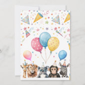 Invitation Fête sauvage appelant tous les animaux 1er anniver (Dos)