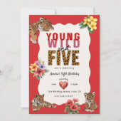 Invitation Fête sauvage et cinq oursons dans la jungle (Devant)