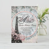 Invitation Fête Shabby Chic Paris Douce 16 Ans (Debout devant)