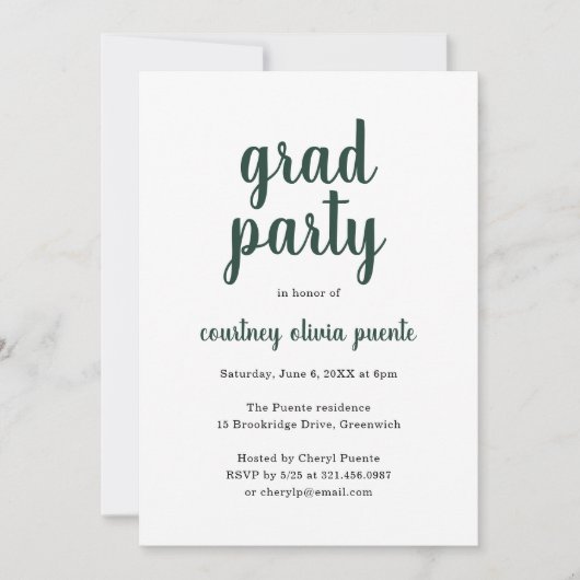 Invitation Fête simple moderne de graduation (Devant)