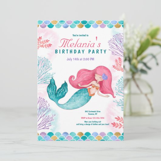 Invitation Fête Sirène (Debout devant)