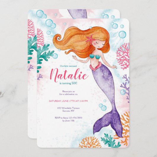 Invitation Fête Sirène 2 (Devant / Derrière)