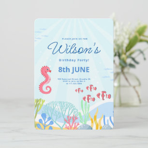 Invitation Fête sous la mer, animaux de l'océan anniversaire