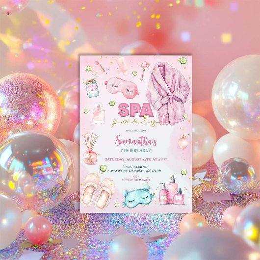 Invitation Fête spa Anniversaire, Dormir, Fête de bois