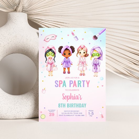 Invitation Fête Spa de beauté fille fête d'anniversaire