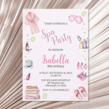 Fête spa fille Beauté aquarelle Glam Anniversaire