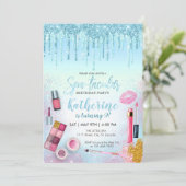Invitation Fête spa Glam Girl Fête d'anniversaire Salon Bleu (Debout devant)
