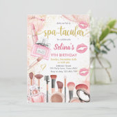 Invitation Fête spa Glam Girl Maquillage fête d'anniversaire (Debout devant)