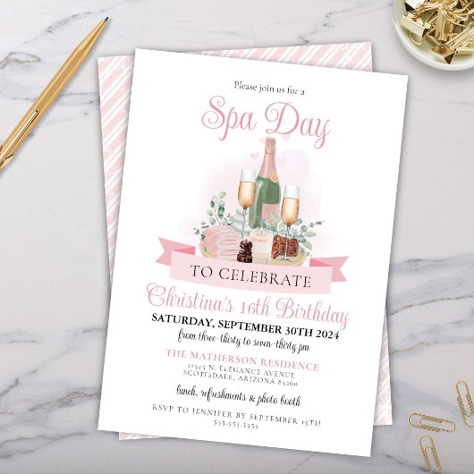 Invitation Fête Spa Glamour Champagne Bridal 21e anniversaire