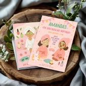 Invitation Fête spa pour les filles rose Anniversaire