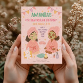 Invitation Fête spa pour les filles rose Anniversaire