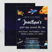 Invitation Fête spatiale d'astronautes (Devant / Derrière)