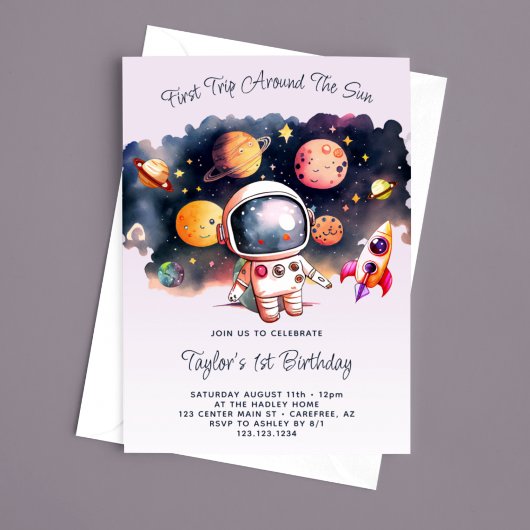 Invitation Fête Spatiale Premier Tour Autour du Soleil