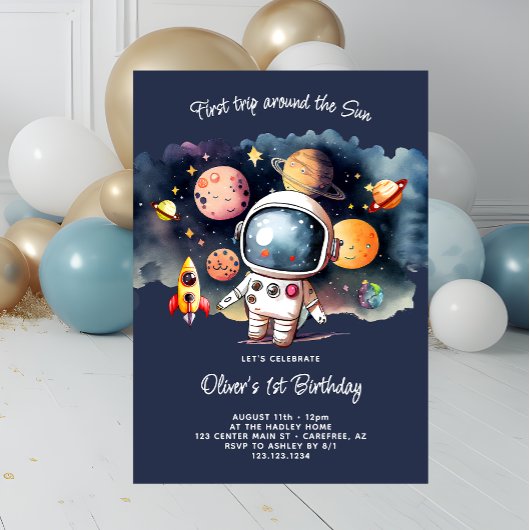Invitation Fête Spatiale Premier Tour Autour Du Soleil