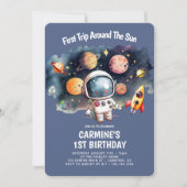 Invitation Fête Spatiale Premier Tour Autour du Soleil 1er An (Devant)