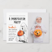Invitation Fête Spooktacular Halloween Fantôme Photo Annivers (Devant)