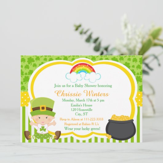 Invitation Fête st patrick Baby shower (Debout devant)