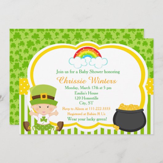 Invitation Fête st patrick Baby shower (Devant / Derrière)