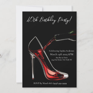 Invitation Fête-Stiletto avec Vin