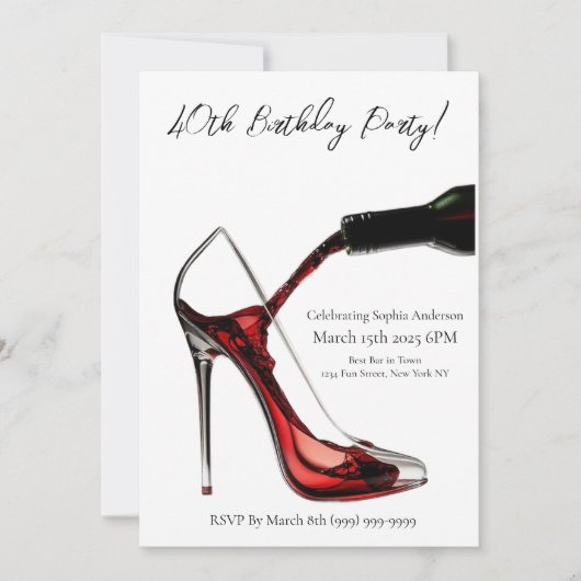 Invitation Fête-Stiletto avec Vin (Devant)