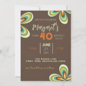 Invitation Fête super du 40e anniversaire les années 70 Fleur (Devant)