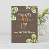 Invitation Fête super du 40e anniversaire les années 70 Fleur (Debout devant)