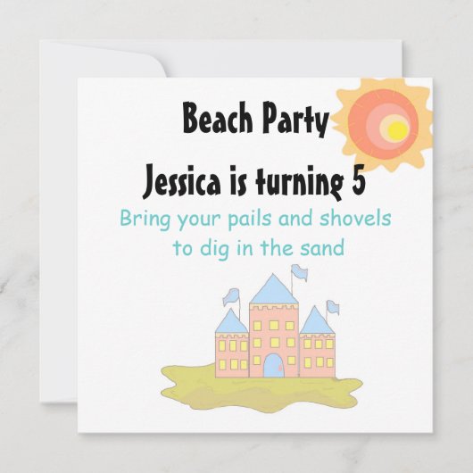 Invitation Fête sur la Plage (Devant)