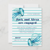 Invitation Fête sur la plage de méduses à l'aquarelle avec de (Dos)