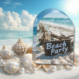 Invitation Fête sur la plage Sweet 16 Sable Océan Coquillages
