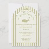 Invitation Fête sur le thème de golf avec des rayures vert sa (Devant)
