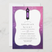 Invitation Fête sur le thème des Nuits Arabes Violet et Rose (Devant)