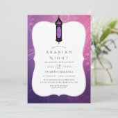 Invitation Fête sur le thème des Nuits Arabes Violet et Rose (Debout devant)