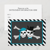Invitation fête sur le thème des pirates (Devant / Derrière)