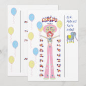 Invitation Fête sur le thème du cirque (Devant / Derrière)