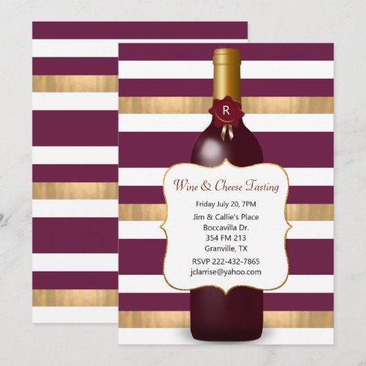 Invitation Fête sur le thème du Vin (Devant / Derrière)