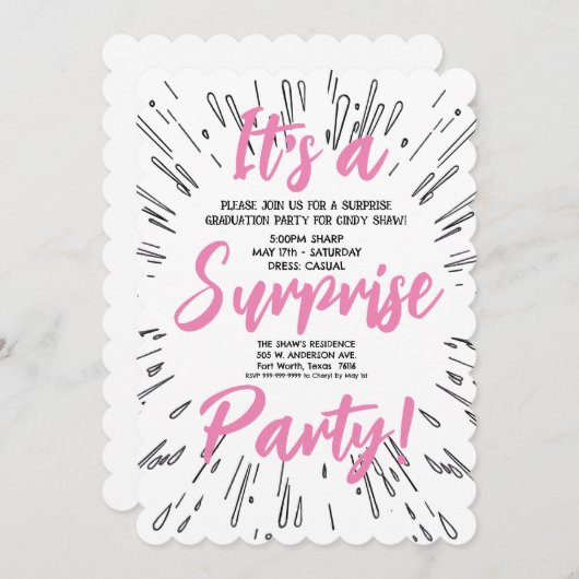 Invitation Fête surprise (Devant / Derrière)
