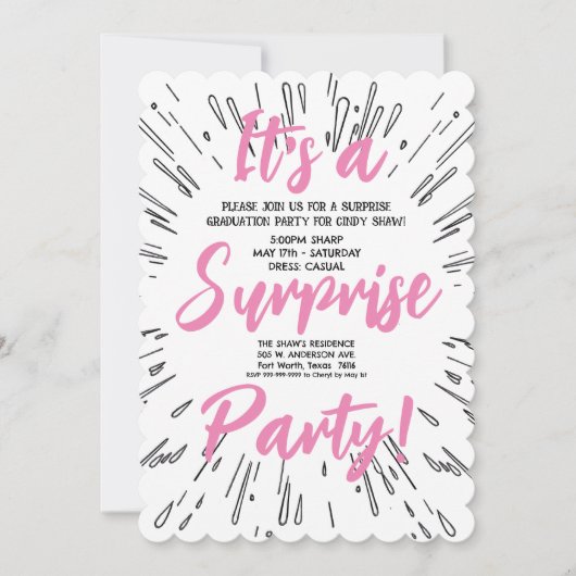 Invitation Fête surprise (Devant)