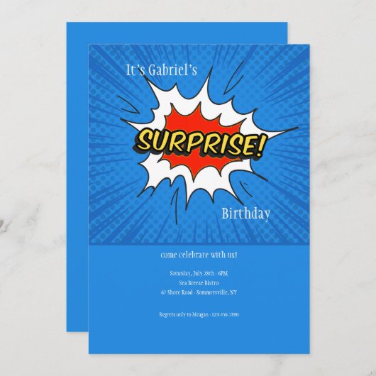 Invitation Fête Surprise (Devant / Derrière)