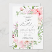 Invitation FÊTE SURPRISE 21e anniversaire Elegant Pony Rose (Devant)
