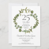 Invitation Fête surprise 25e anniversaire de mariage verdure  (Devant)
