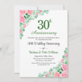 Invitation Fête surprise 30 ans de mariage Roses (Devant)