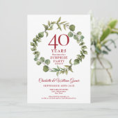 Invitation Fête surprise 40e anniversaire de rubis Verdure (Debout devant)