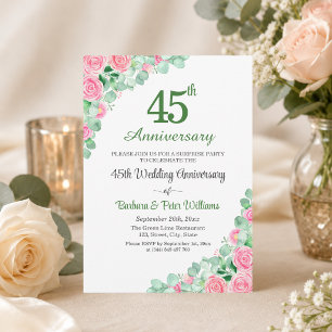 Invitation Fête surprise 45 ans de mariage Roses