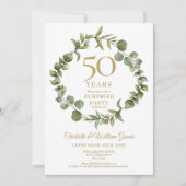 Invitation Fête surprise 50 ans de mariage Fleurs de verdure  (Devant)