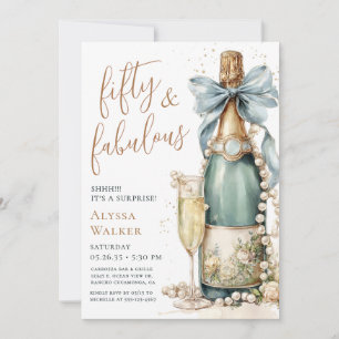 Invitation Fête surprise « 50 ans et fabuleux » avec écriture