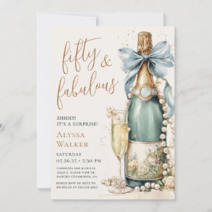 Invitation Fête surprise « 50 ans et fabuleux » avec écriture