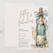 Invitation Fête surprise « 50 ans et fabuleux » avec écriture (Devant / Derrière)