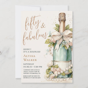 Invitation Fête surprise « 50 ans et fabuleux » avec écriture