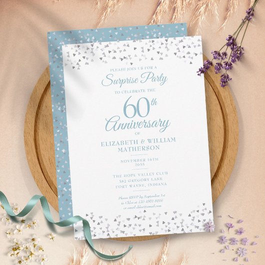 Invitation Fête surprise 60e anniversaire de mariage Cœurs d'